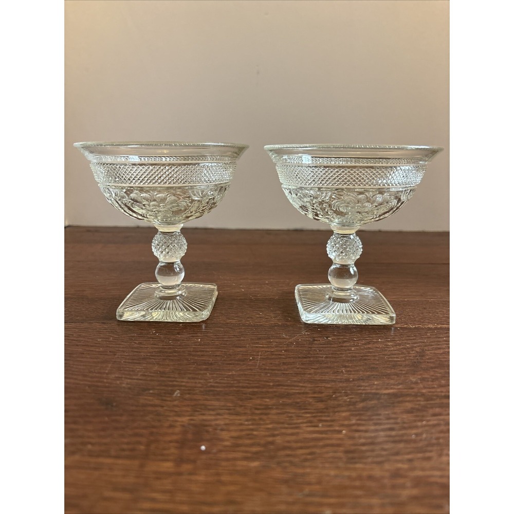 Set Of 2 Imperial Glass #123 Chroma Champagne Sherbets c. 1937-1957 Chip On Each